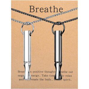 Stress Relief Breathing Necklace Stainless Steel Fidget Spinner Women Men